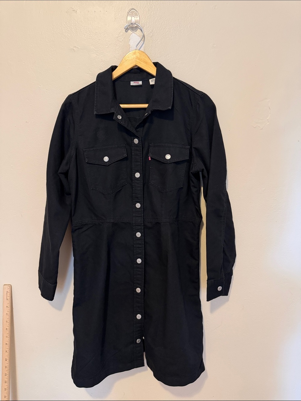 Levi's Black Button-Front Long Sleeve Shirt Dress